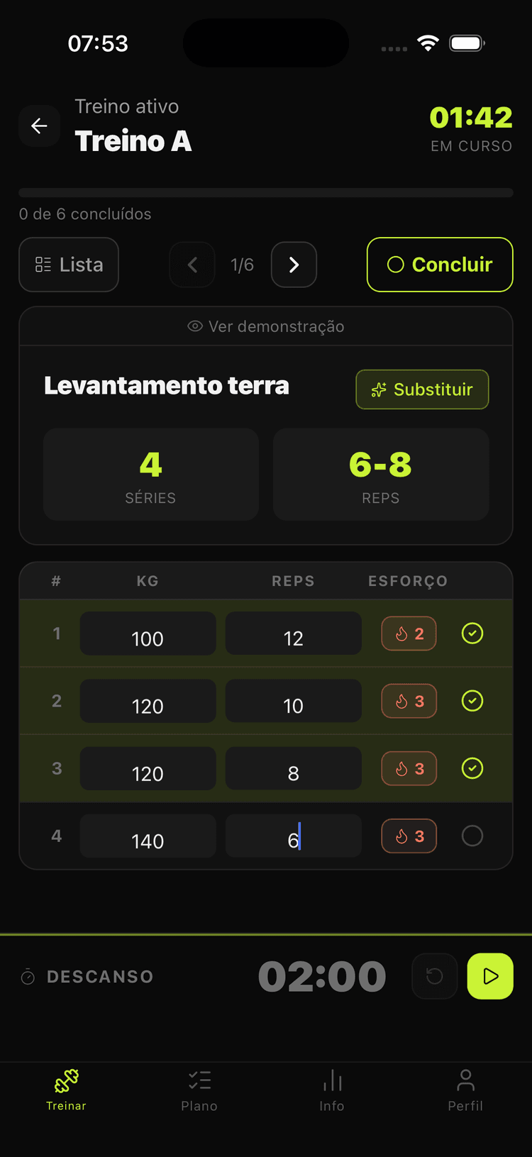 Treino em andamento no Kyro
